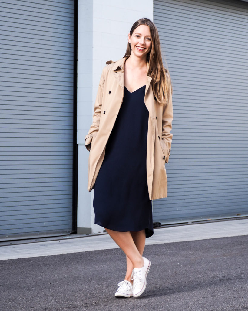 OOTD Slip Dress Sneakers Emily Lightly