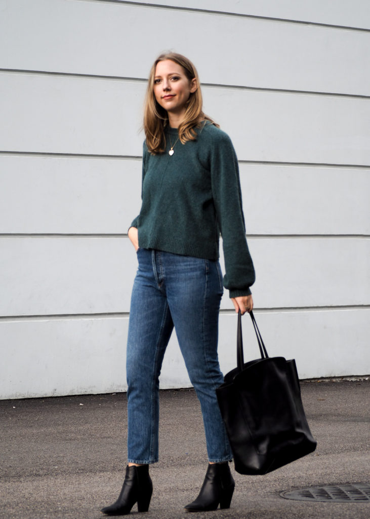 Fall Outfit Inspiration - Cozy Sweater, Denim & Ankle Boots