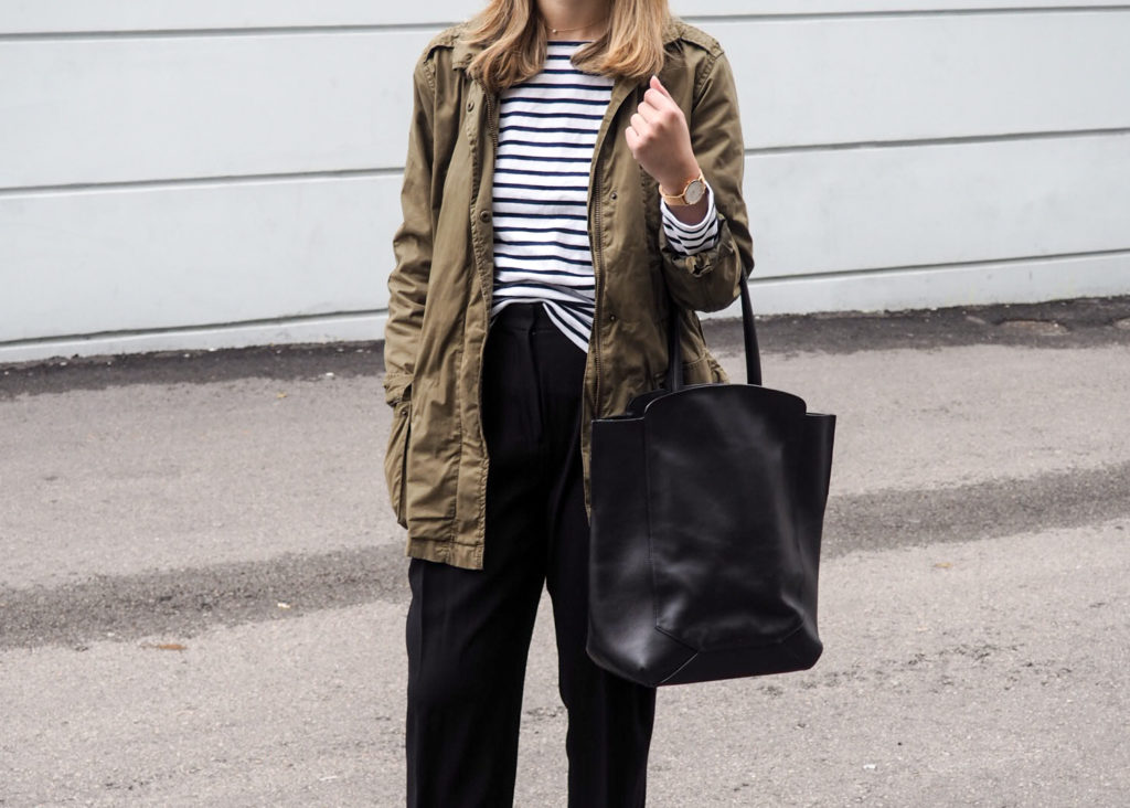 Fall Outfit Inspiration - Wide Leg Trousers & Sneakers - Emily Lightly
