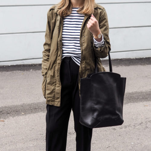 Fall Outfit Inspiration - Wide Leg Trousers & Sneakers