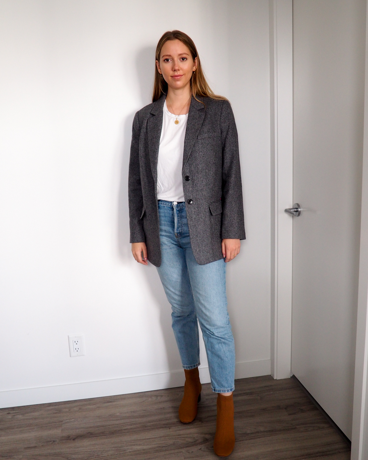 How to Style Boots & Blazers for Fall featuring Everlane - Emily Lightly