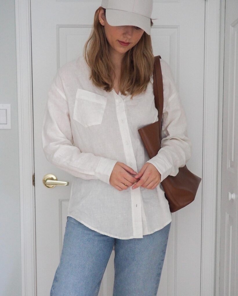 A Classic White Button Down Top for Spring on Life with Emily